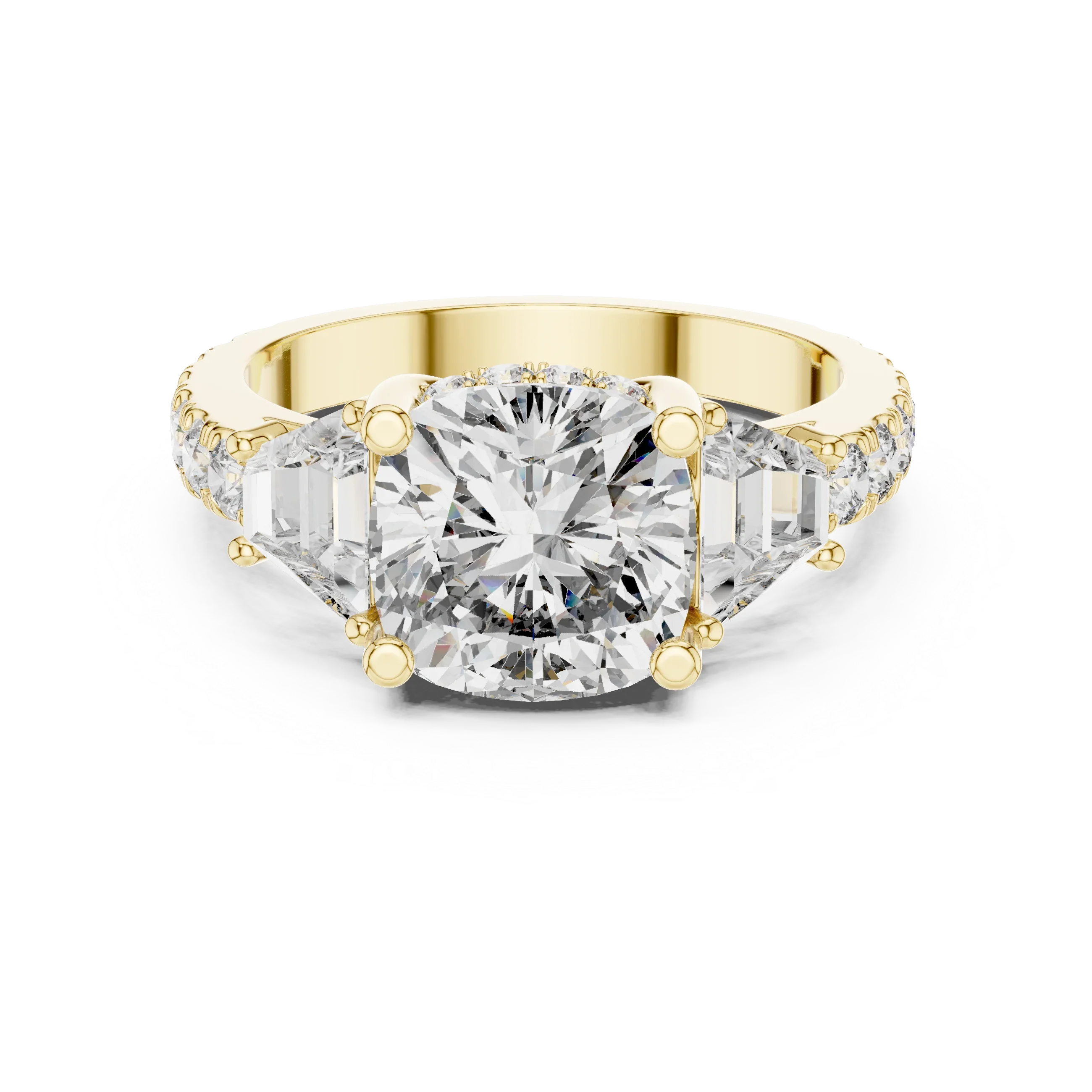 4.95 CT Cushion Lab Grown VVS White Gold Trillion Engagement Ring