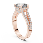 18K Gold Split Shank Cushion Moissanite Ring 2.14 CT