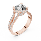 18K Gold Split Shank Cushion Moissanite Ring 2.14 CT