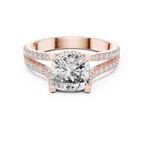 18K Gold Split Shank Cushion Moissanite Ring 2.14 CT