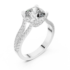 18K Gold Split Shank Cushion Moissanite Ring 2.14 CT