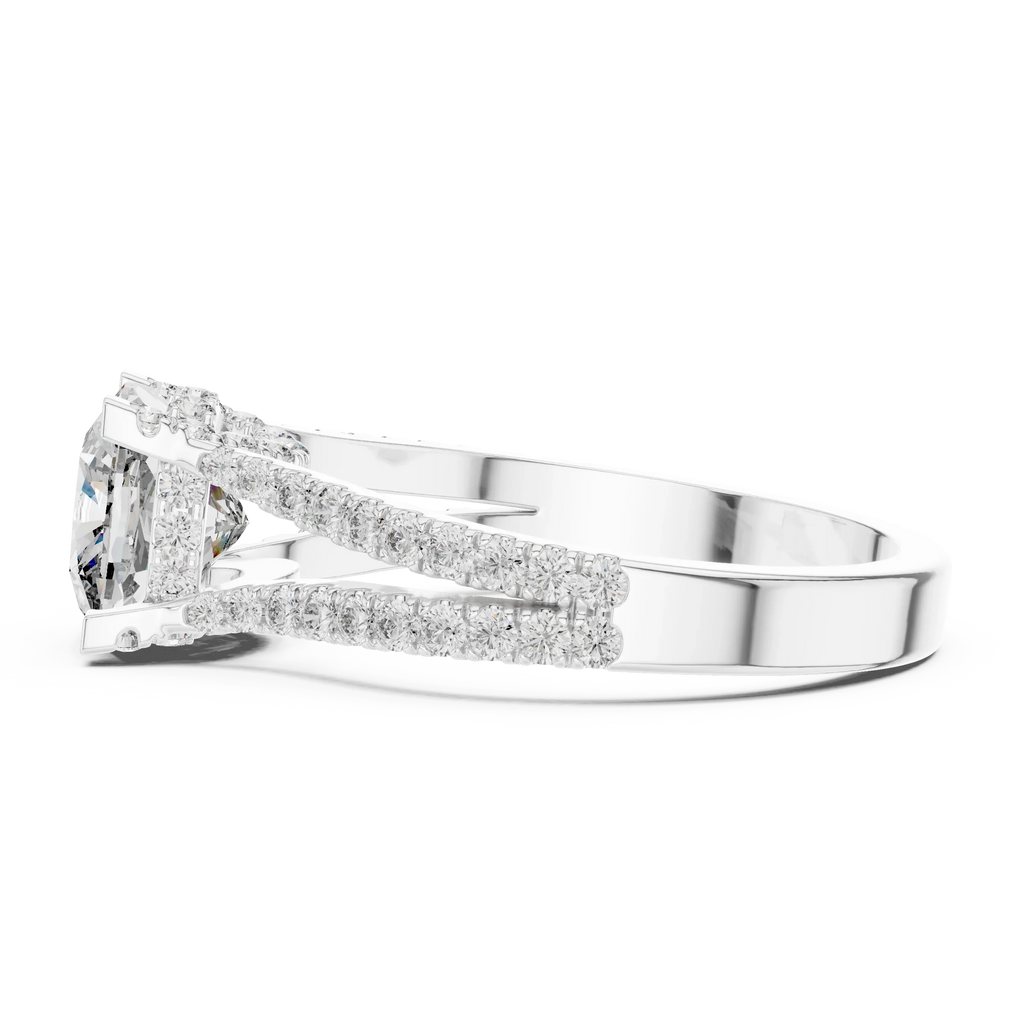 18K Gold Split Shank Cushion Moissanite Ring 2.14 CT