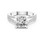 18K Gold Split Shank Cushion Moissanite Ring 2.14 CT