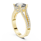 18K Gold Split Shank Cushion Moissanite Ring 2.14 CT