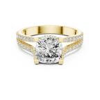18K Gold Split Shank Cushion Moissanite Ring 2.14 CT