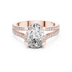 14K Gold Split Shank Handcrafted Oval Lab Diamond Ring 2.17 CT