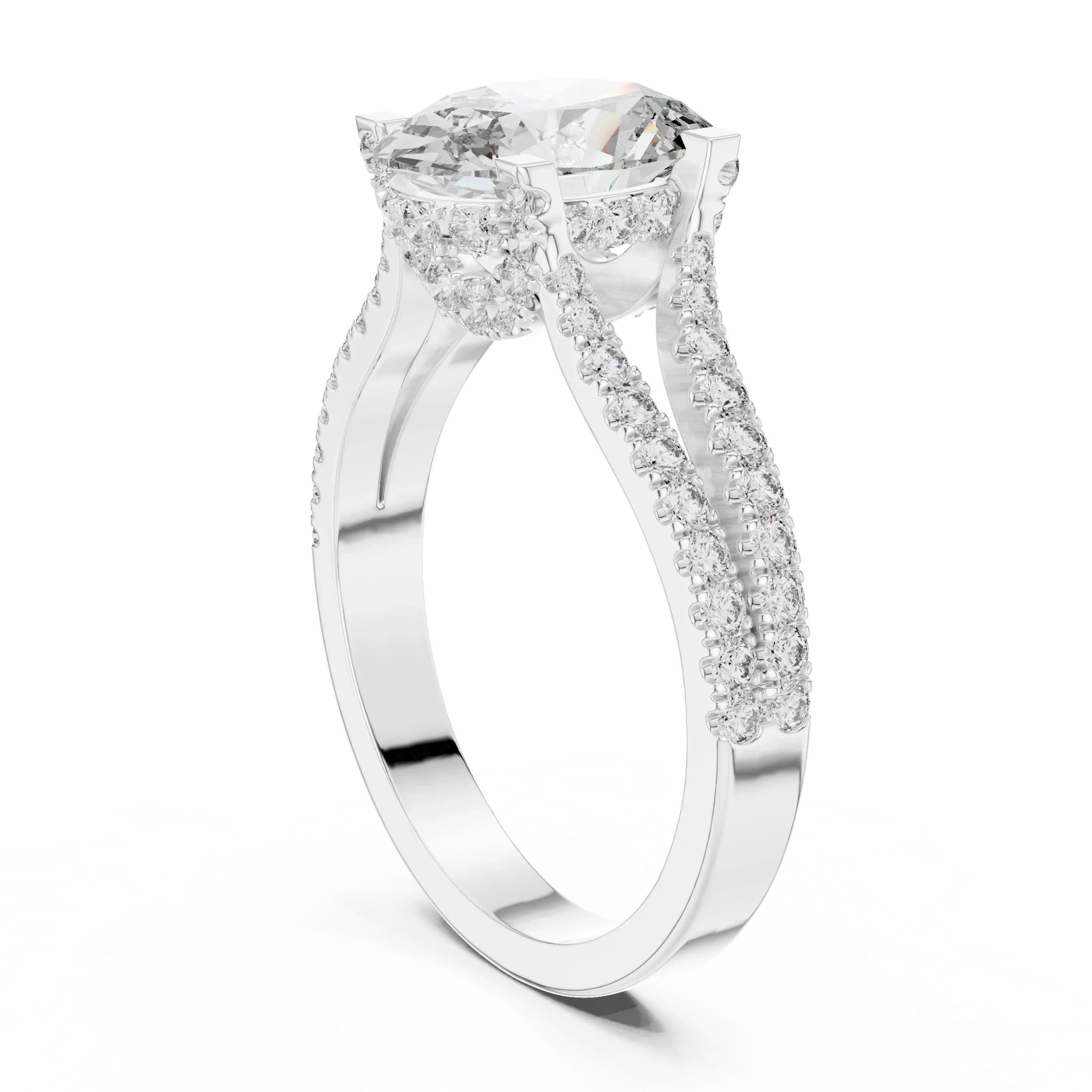 14K Gold Split Shank Handcrafted Oval Lab Diamond Ring 2.17 CT