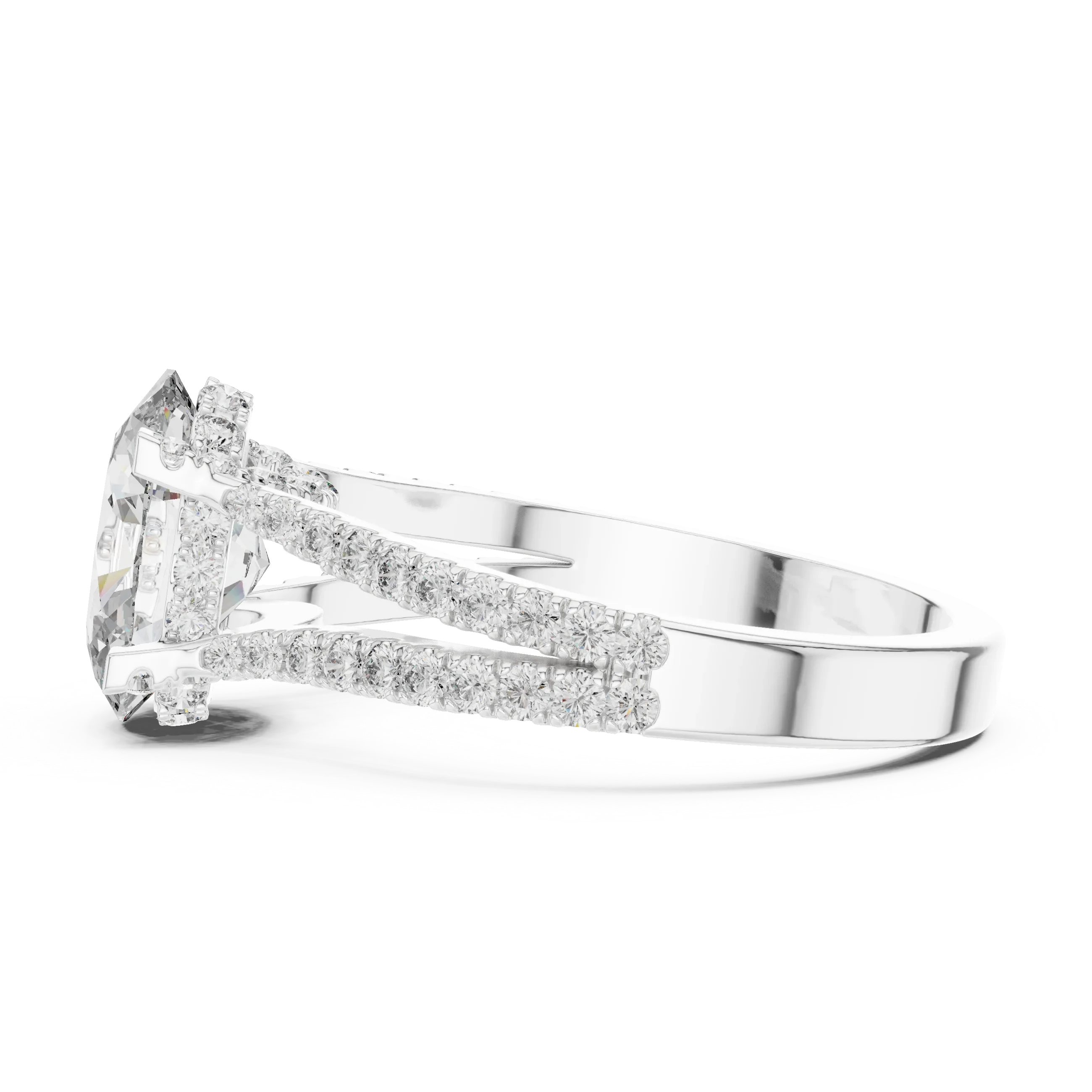14K Gold Split Shank Handcrafted Oval Lab Diamond Ring 2.17 CT