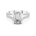 14K Gold Split Shank Handcrafted Oval Lab Diamond Ring 2.17 CT