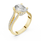 14K Gold Split Shank Handcrafted Oval Lab Diamond Ring 2.17 CT