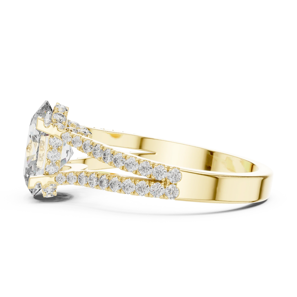14K Gold Split Shank Handcrafted Oval Lab Diamond Ring 2.17 CT