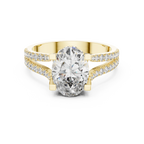 14K Gold Split Shank Handcrafted Oval Lab Diamond Ring 2.17 CT