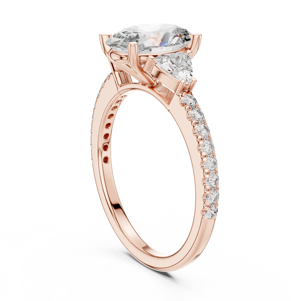 Three-Stone Pear 10K White Gold Lab Diamond Engagement Ring 1.96 CT
