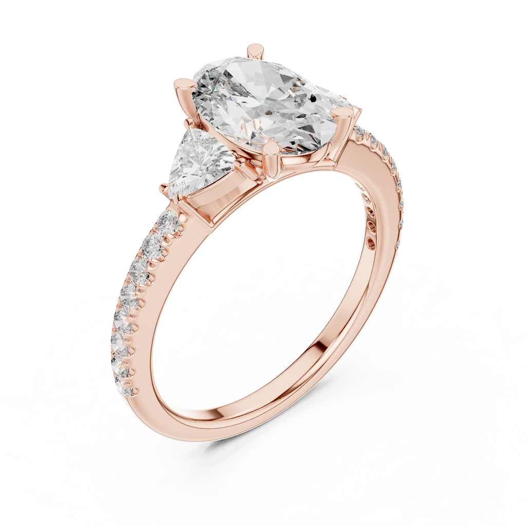 Three-Stone Pear 10K White Gold Lab Diamond Engagement Ring 1.96 CT