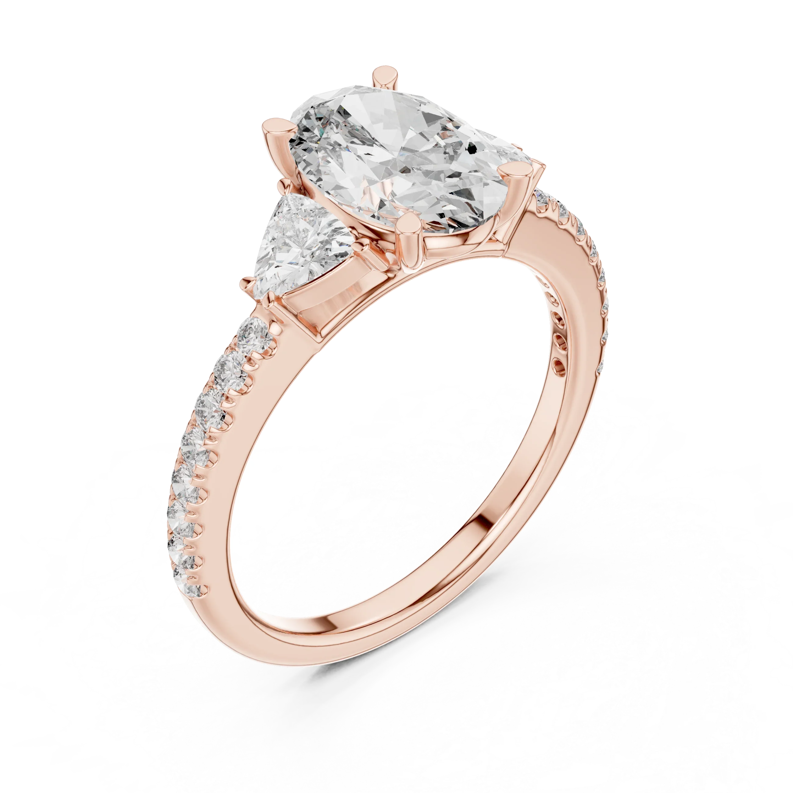 Three-Stone Pear 10K White Gold Lab Diamond Engagement Ring 1.96 CT