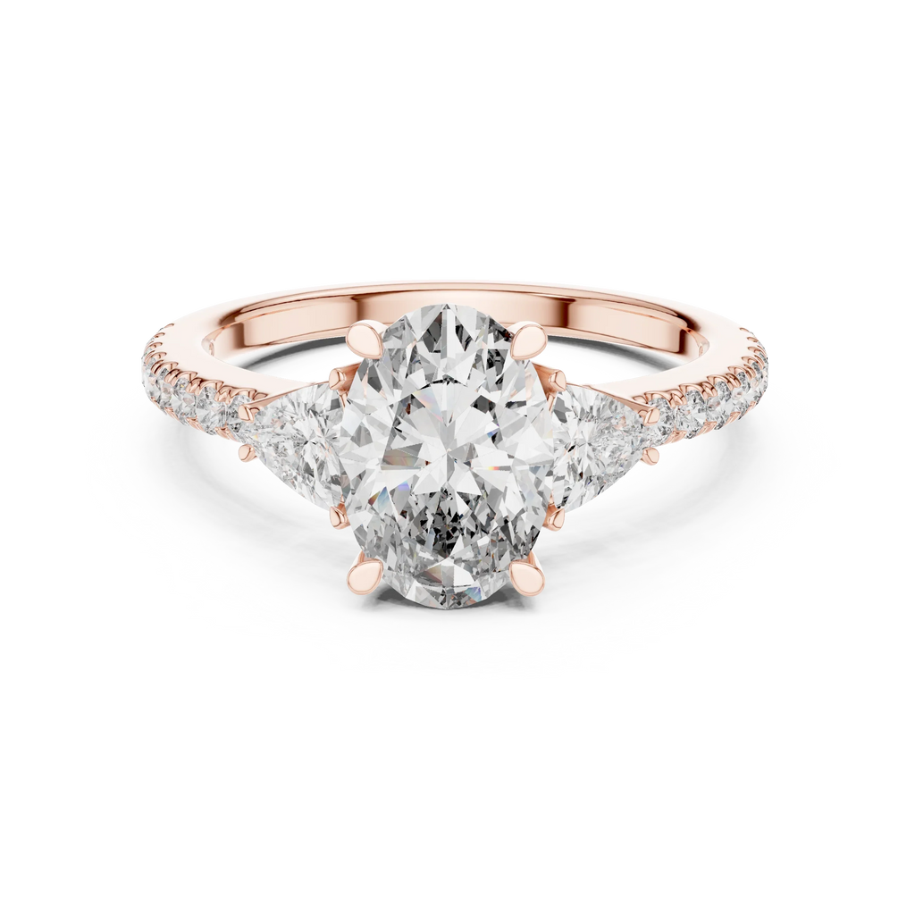 Three-Stone Pear 10K White Gold Lab Diamond Engagement Ring 1.96 CT