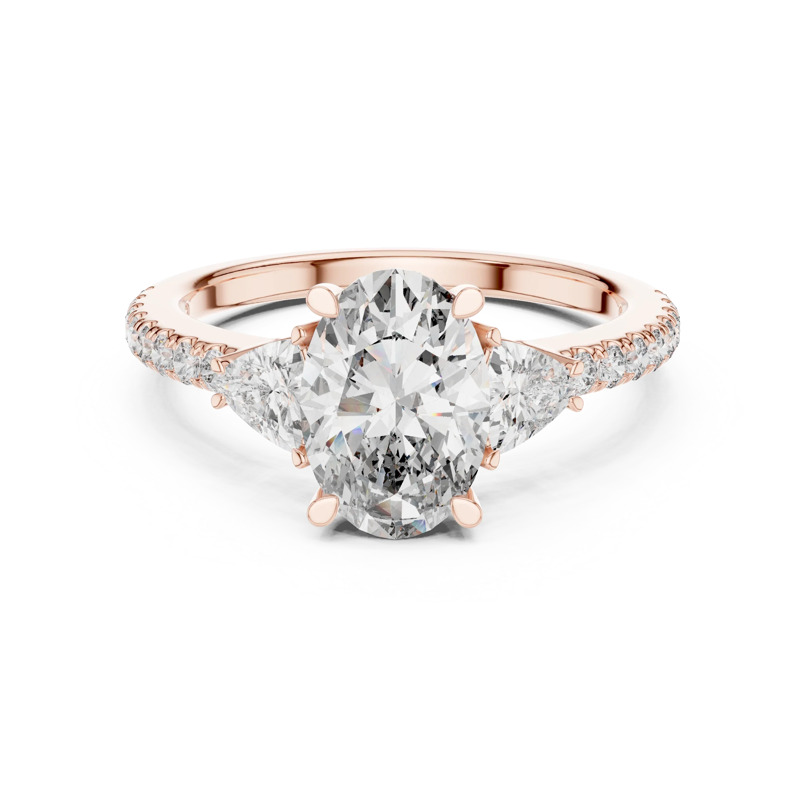 Three-Stone Pear 10K White Gold Lab Diamond Engagement Ring 1.96 CT