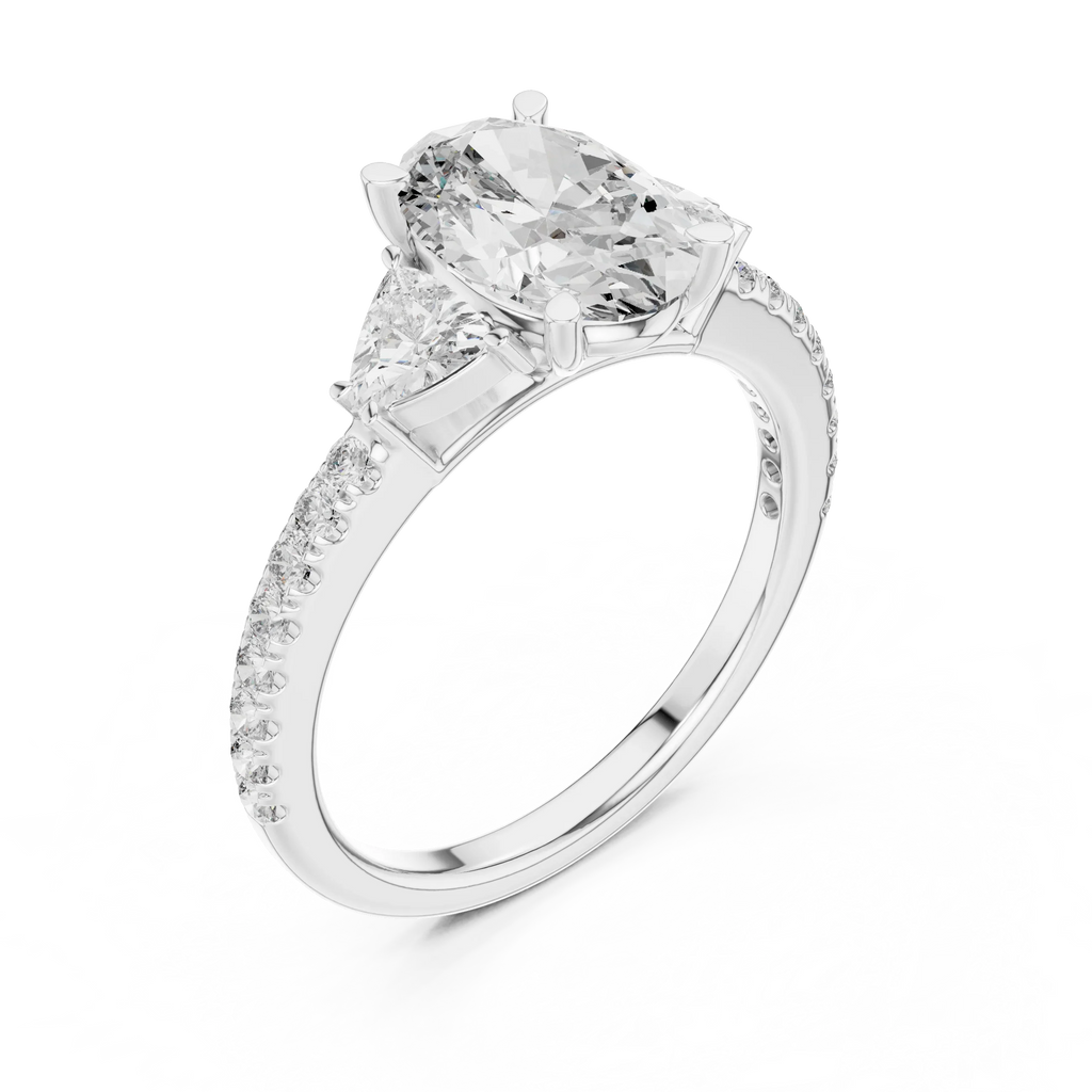 Three-Stone Pear 10K White Gold Lab Diamond Engagement Ring 1.96 CT