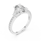 Three-Stone Pear 10K White Gold Lab Diamond Engagement Ring 1.96 CT