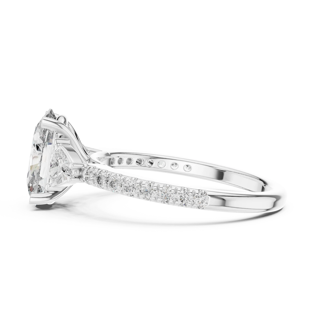 Three-Stone Pear 10K White Gold Lab Diamond Engagement Ring 1.96 CT