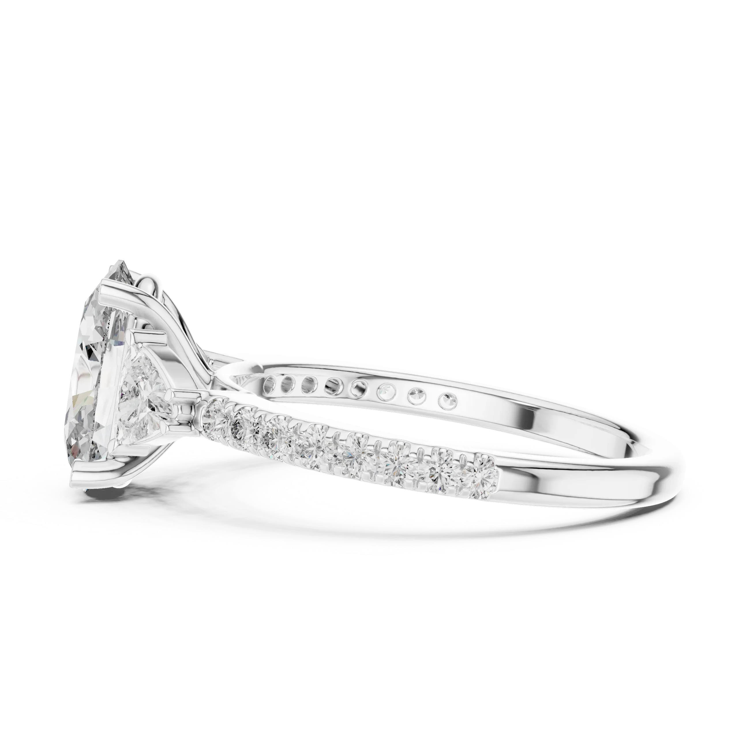 Three-Stone Pear 10K White Gold Lab Diamond Engagement Ring 1.96 CT