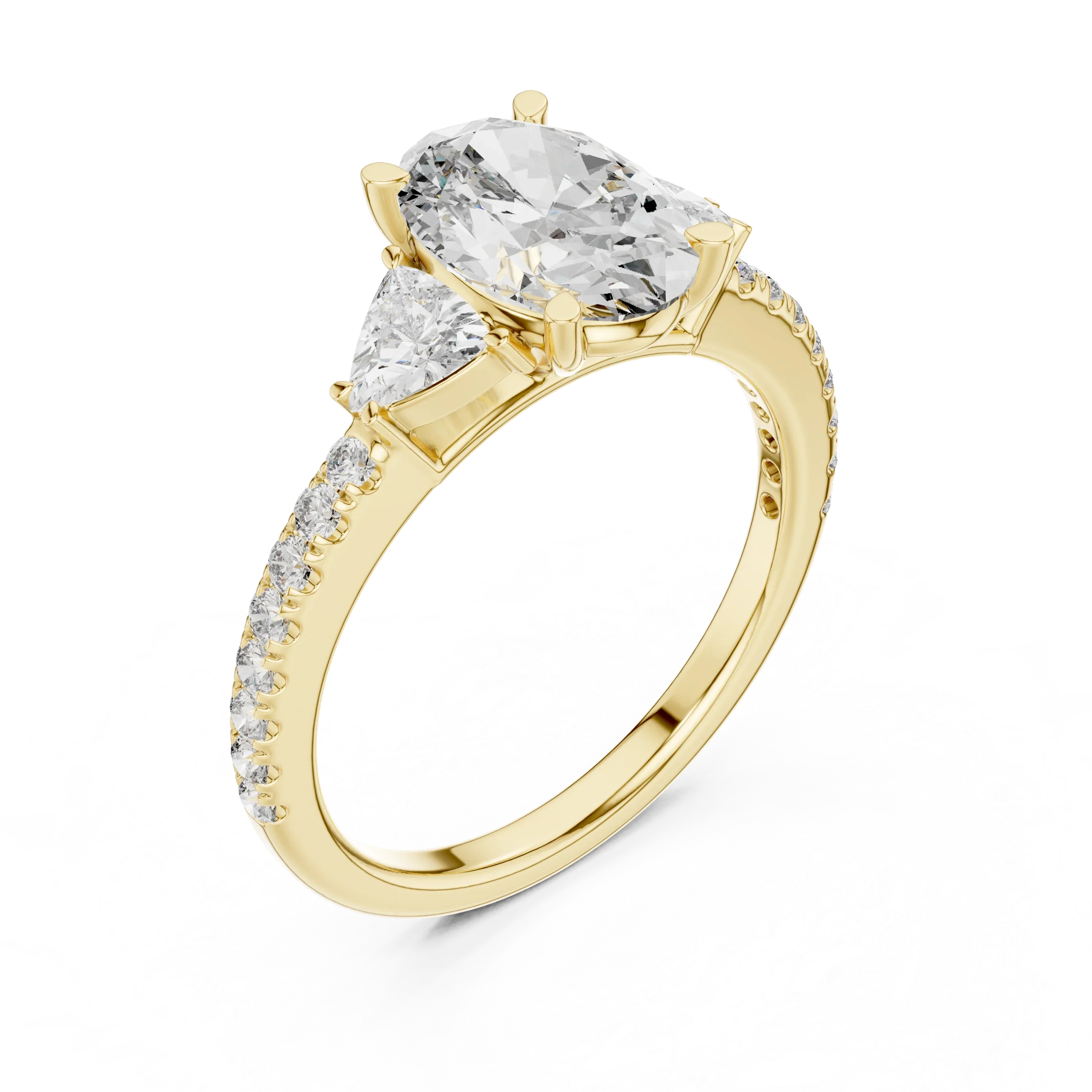 Three-Stone Pear 10K White Gold Lab Diamond Engagement Ring 1.96 CT