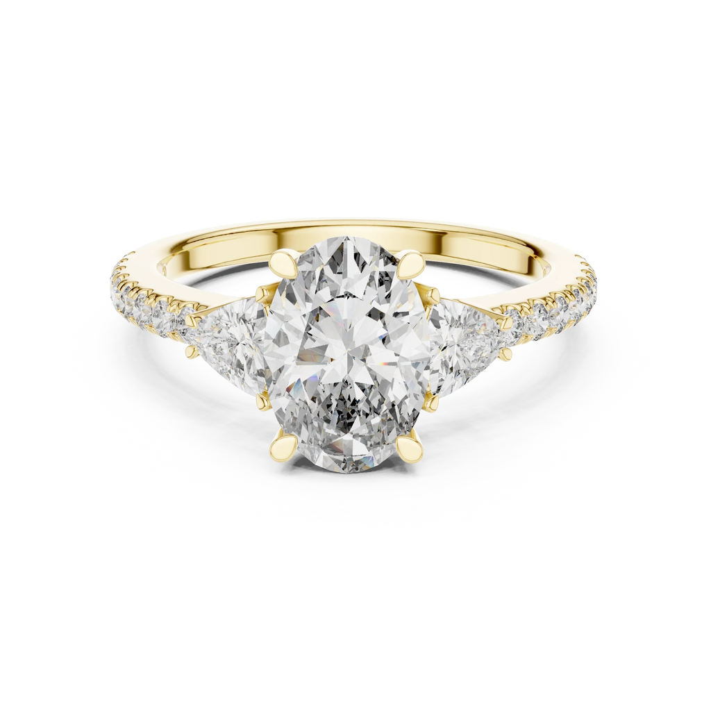 Three-Stone Pear 10K White Gold Lab Diamond Engagement Ring 1.96 CT