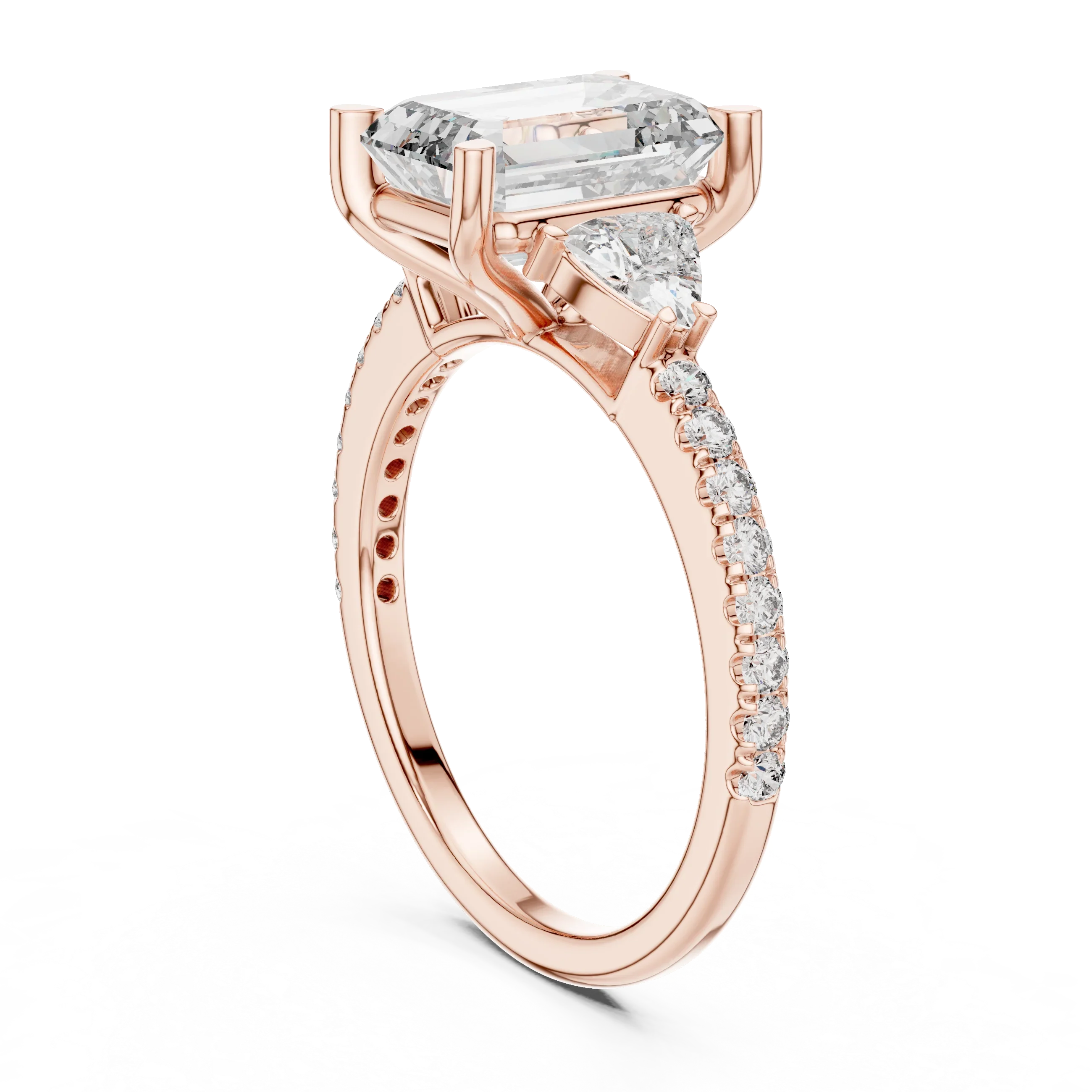 Three-Stone VVS1 Emerald Moissanite Brilliant Cut Wedding Ring