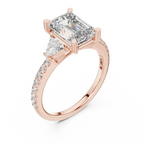 Three-Stone VVS1 Emerald Moissanite Brilliant Cut Wedding Ring