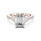 Three-Stone VVS1 Emerald Moissanite Brilliant Cut Wedding Ring