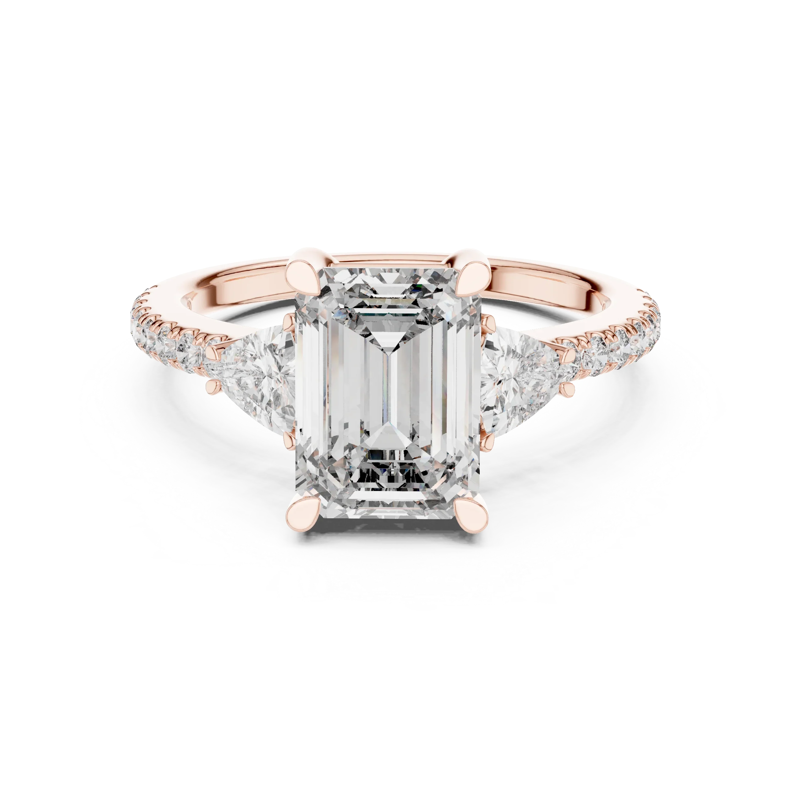 Three-Stone VVS1 Emerald Moissanite Brilliant Cut Wedding Ring
