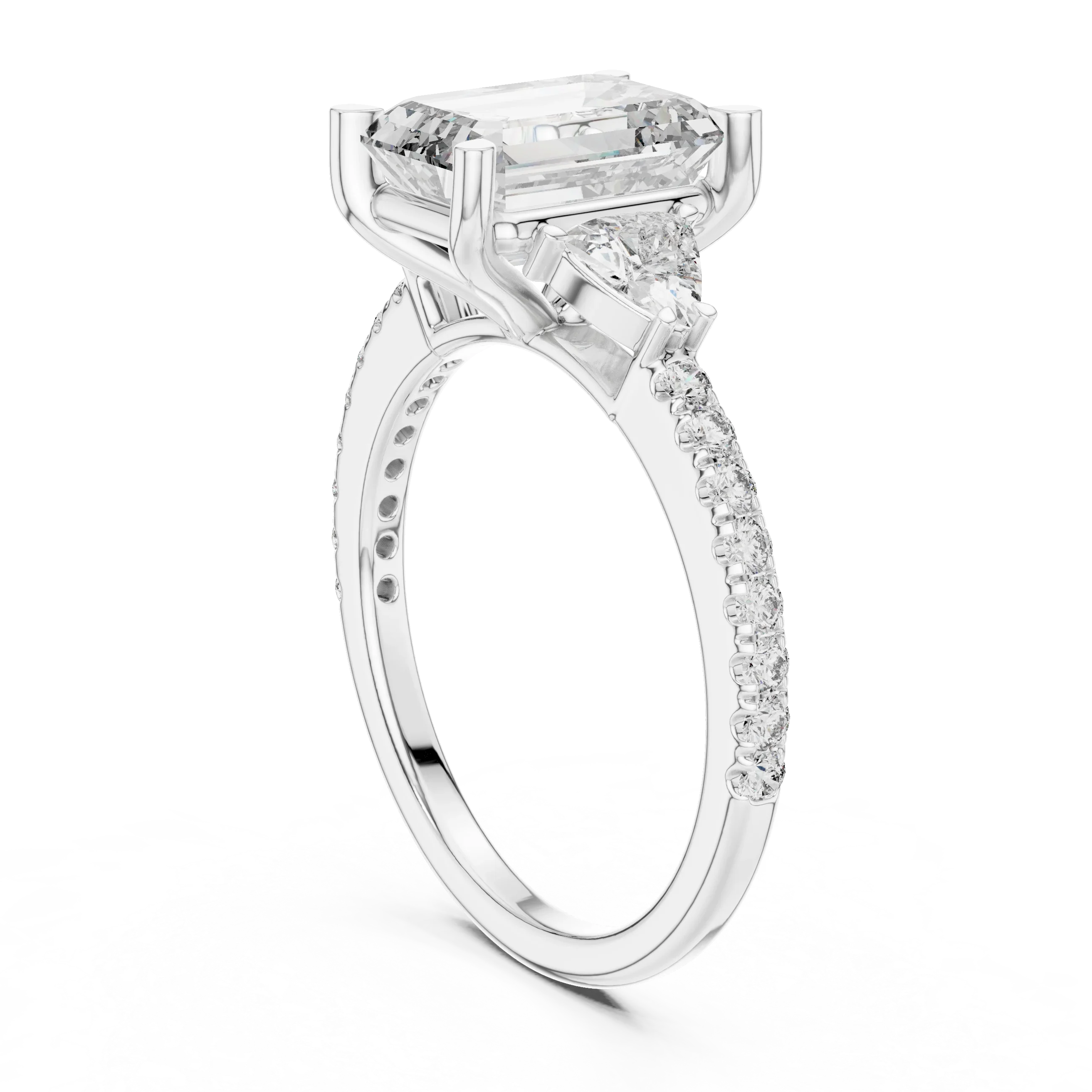 Three-Stone VVS1 Emerald Moissanite Brilliant Cut Wedding Ring
