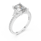 Three-Stone VVS1 Emerald Moissanite Brilliant Cut Wedding Ring
