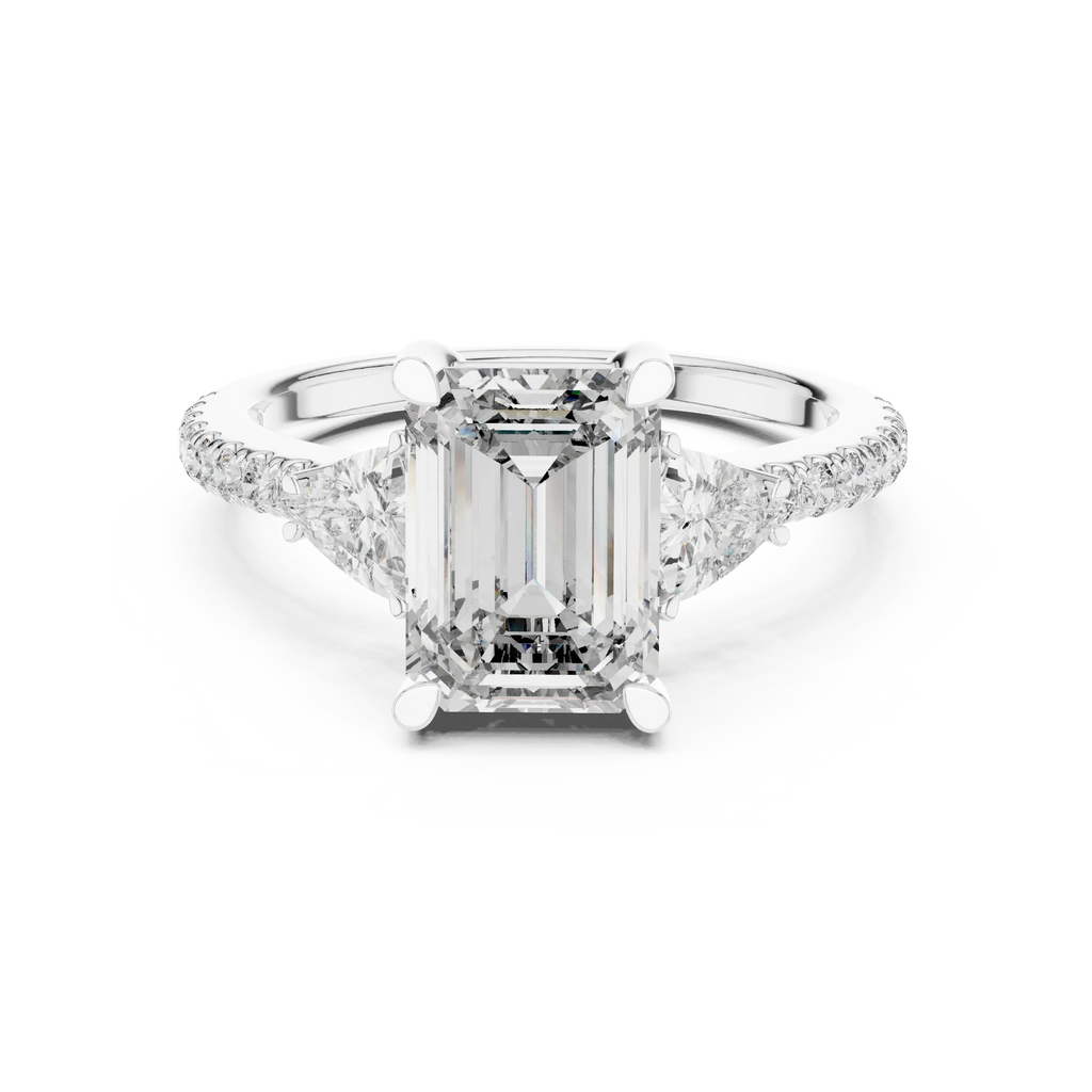 Three-Stone VVS1 Emerald Moissanite Brilliant Cut Wedding Ring