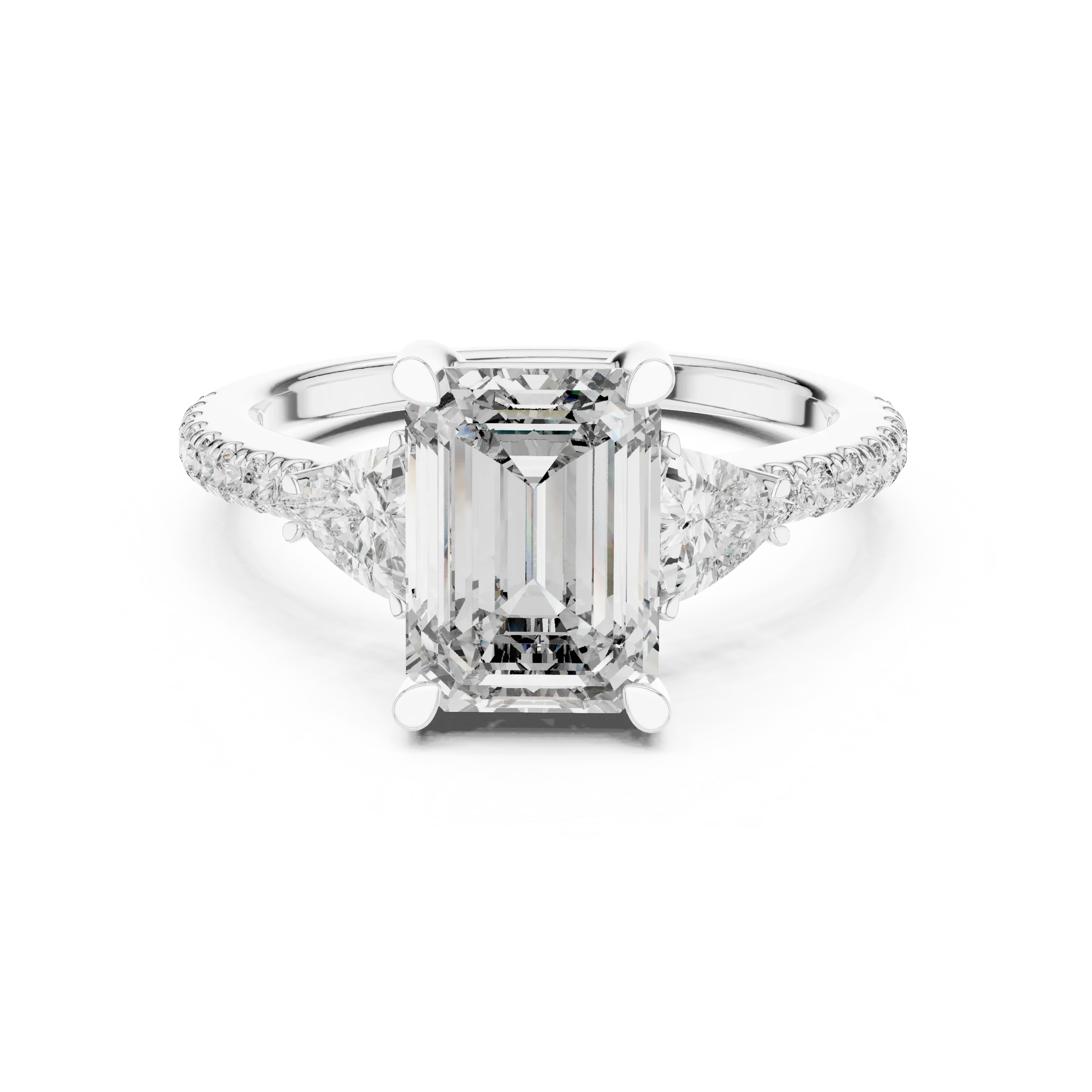 Three-Stone VVS1 Emerald Moissanite Brilliant Cut Wedding Ring