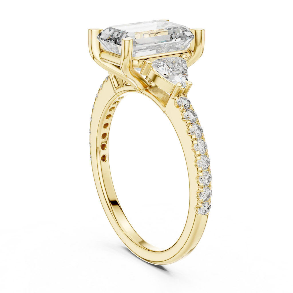 Three-Stone VVS1 Emerald Moissanite Brilliant Cut Wedding Ring