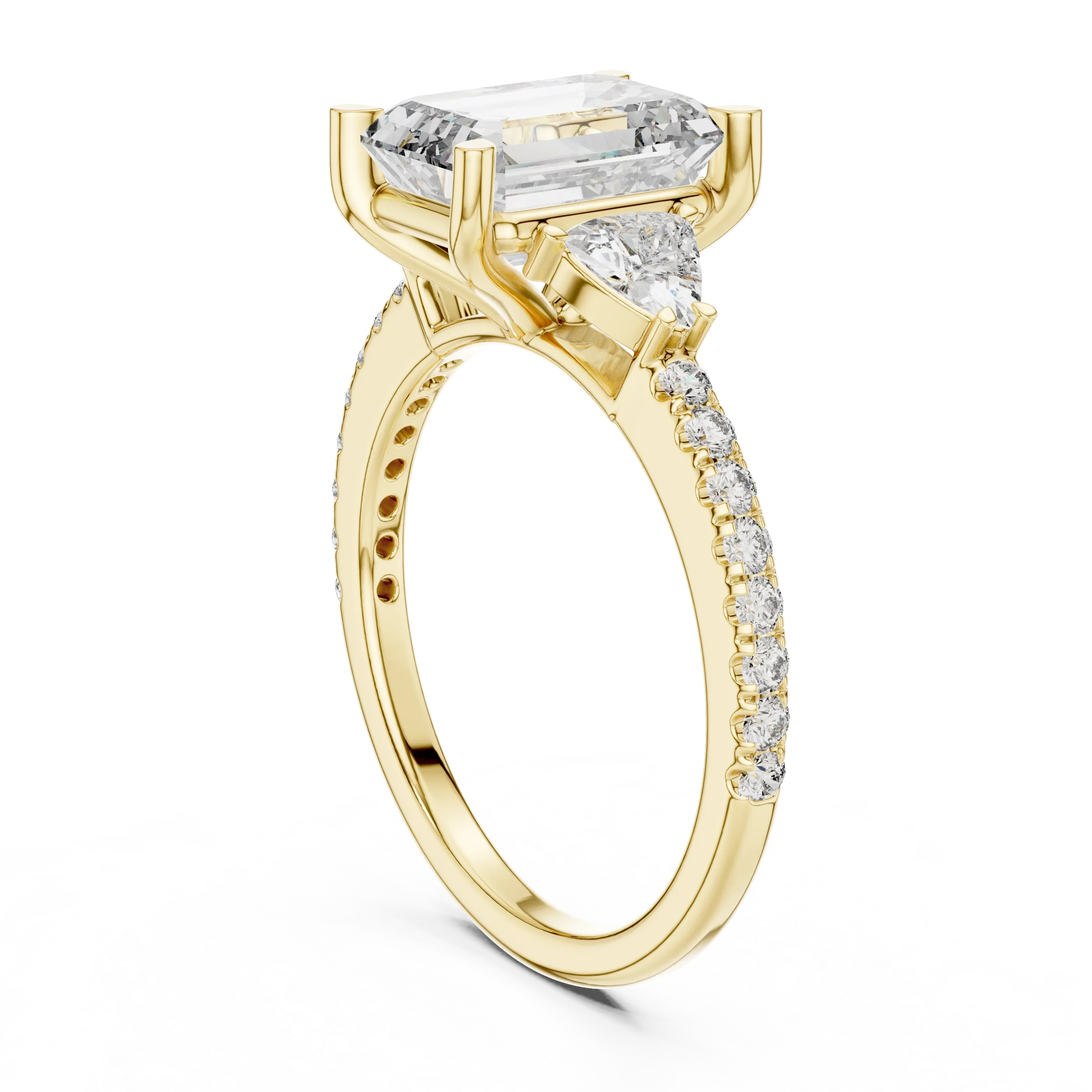 Three-Stone VVS1 Emerald Moissanite Brilliant Cut Wedding Ring