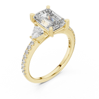 Three-Stone VVS1 Emerald Moissanite Brilliant Cut Wedding Ring