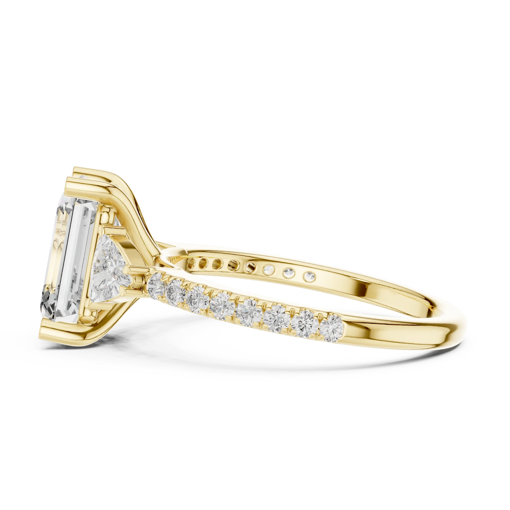 Three-Stone VVS1 Emerald Moissanite Brilliant Cut Wedding Ring