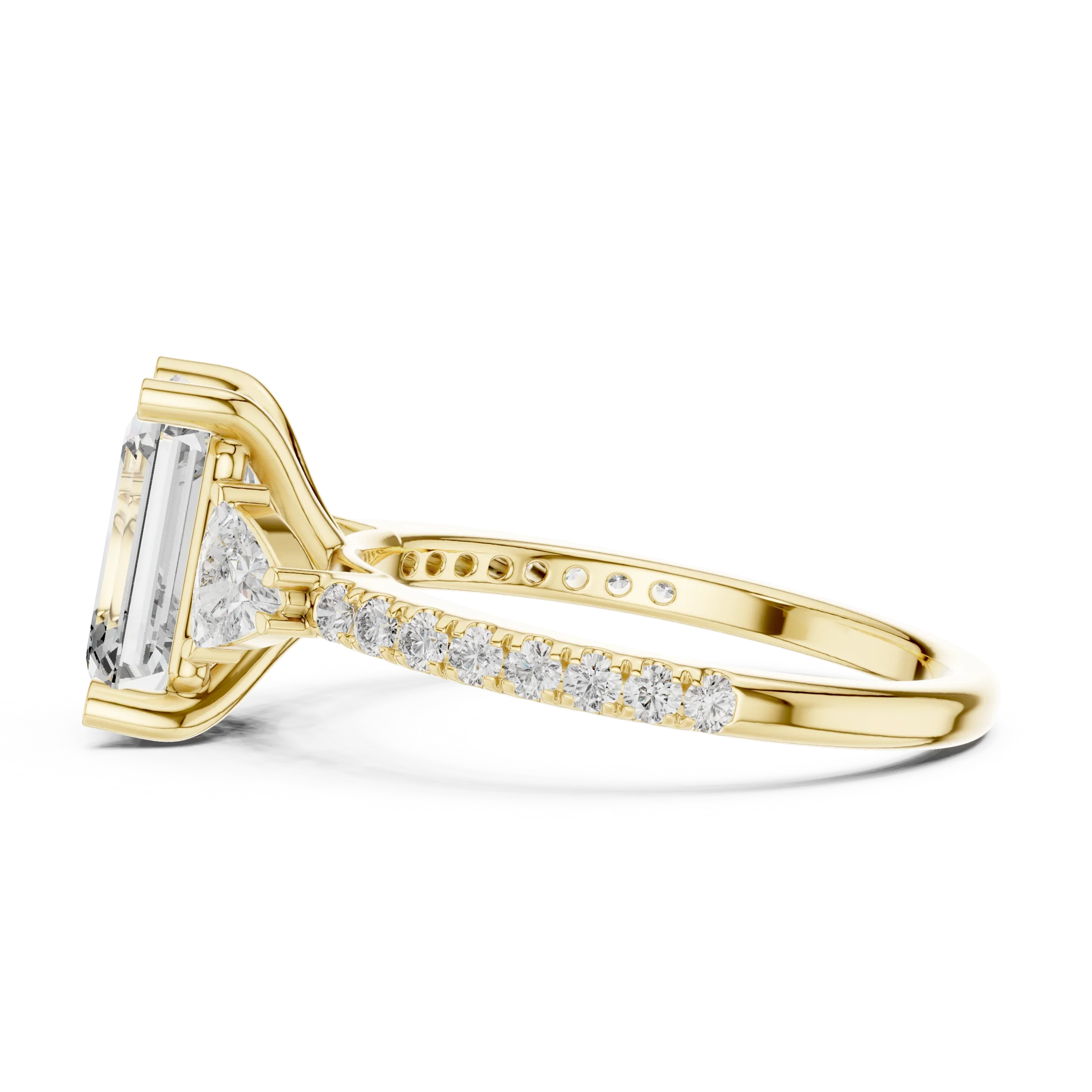 Three-Stone VVS1 Emerald Moissanite Brilliant Cut Wedding Ring