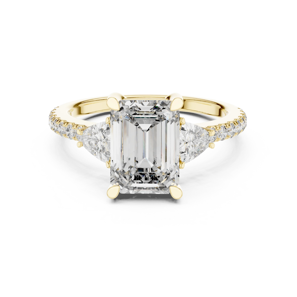 Three-Stone VVS1 Emerald Moissanite Brilliant Cut Wedding Ring