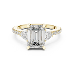 Three-Stone VVS1 Emerald Moissanite Brilliant Cut Wedding Ring