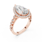 3.41 CT 14K Gold Vintage Pear Moissanite Diamond Engagement Ring