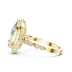 3.41 CT 14K Gold Vintage Pear Moissanite Diamond Engagement Ring