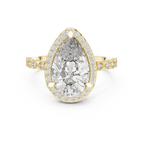 3.41 CT 14K Gold Vintage Pear Moissanite Diamond Engagement Ring