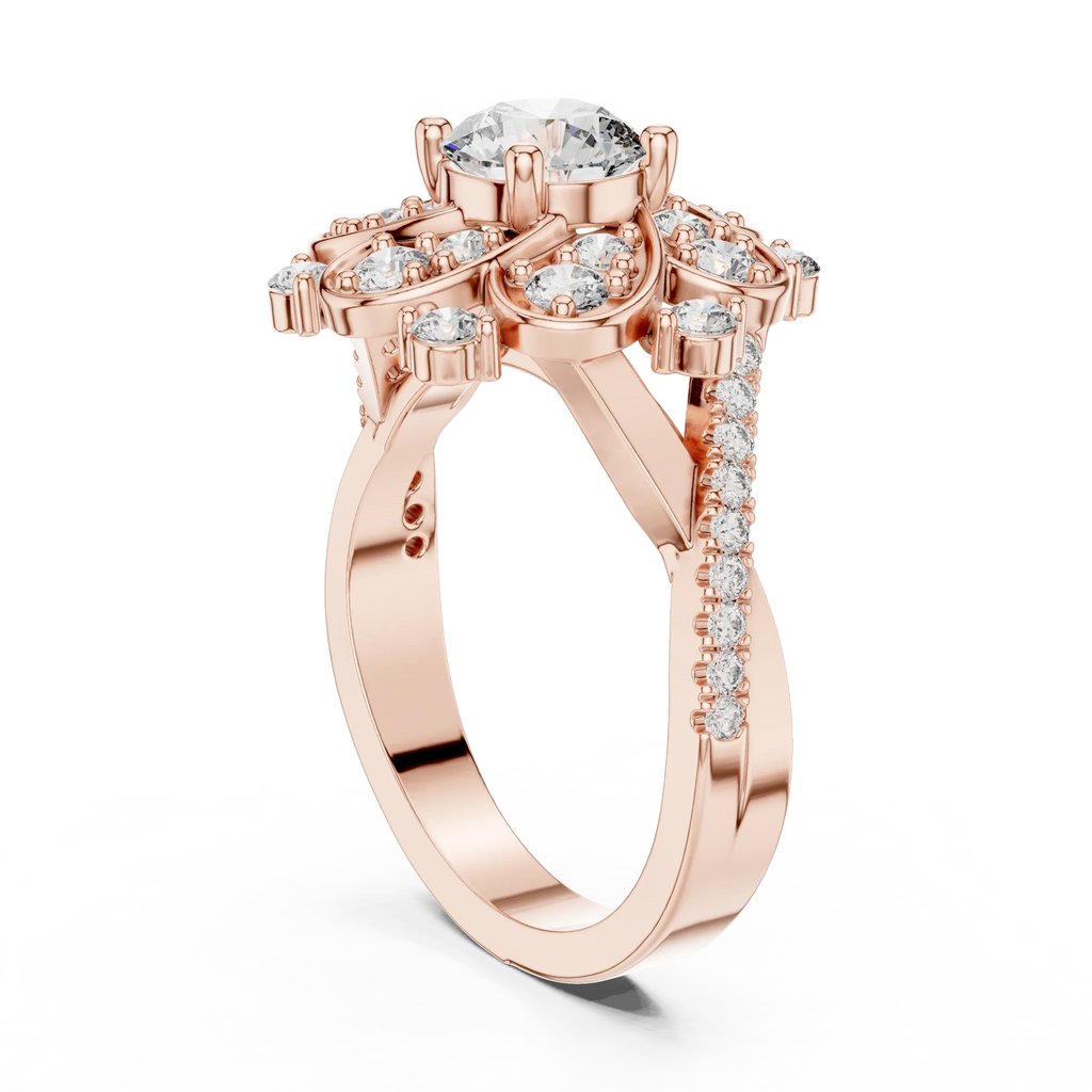 Floral Halo Round VVS Lab Diamond Wedding  Ring 1.59 CT