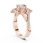Floral Halo Round VVS Lab Diamond Wedding  Ring 1.59 CT