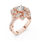 Floral Halo Round VVS Lab Diamond Wedding  Ring 1.59 CT