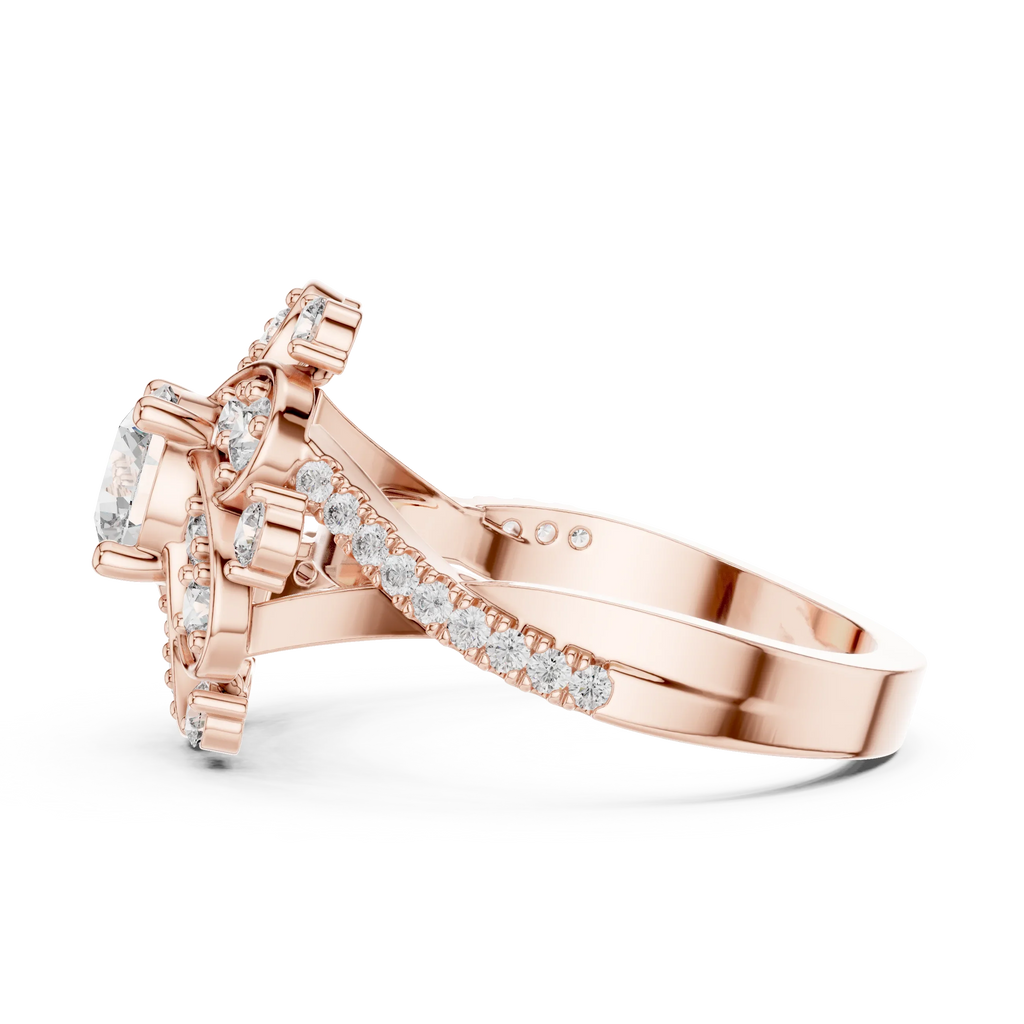 Floral Halo Round VVS Lab Diamond Wedding  Ring 1.59 CT
