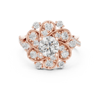 Floral Halo Round VVS Lab Diamond Wedding  Ring 1.59 CT